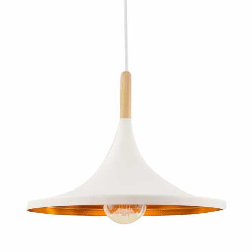 Colgante aluminio 1 luz E27 34cm blanco mate